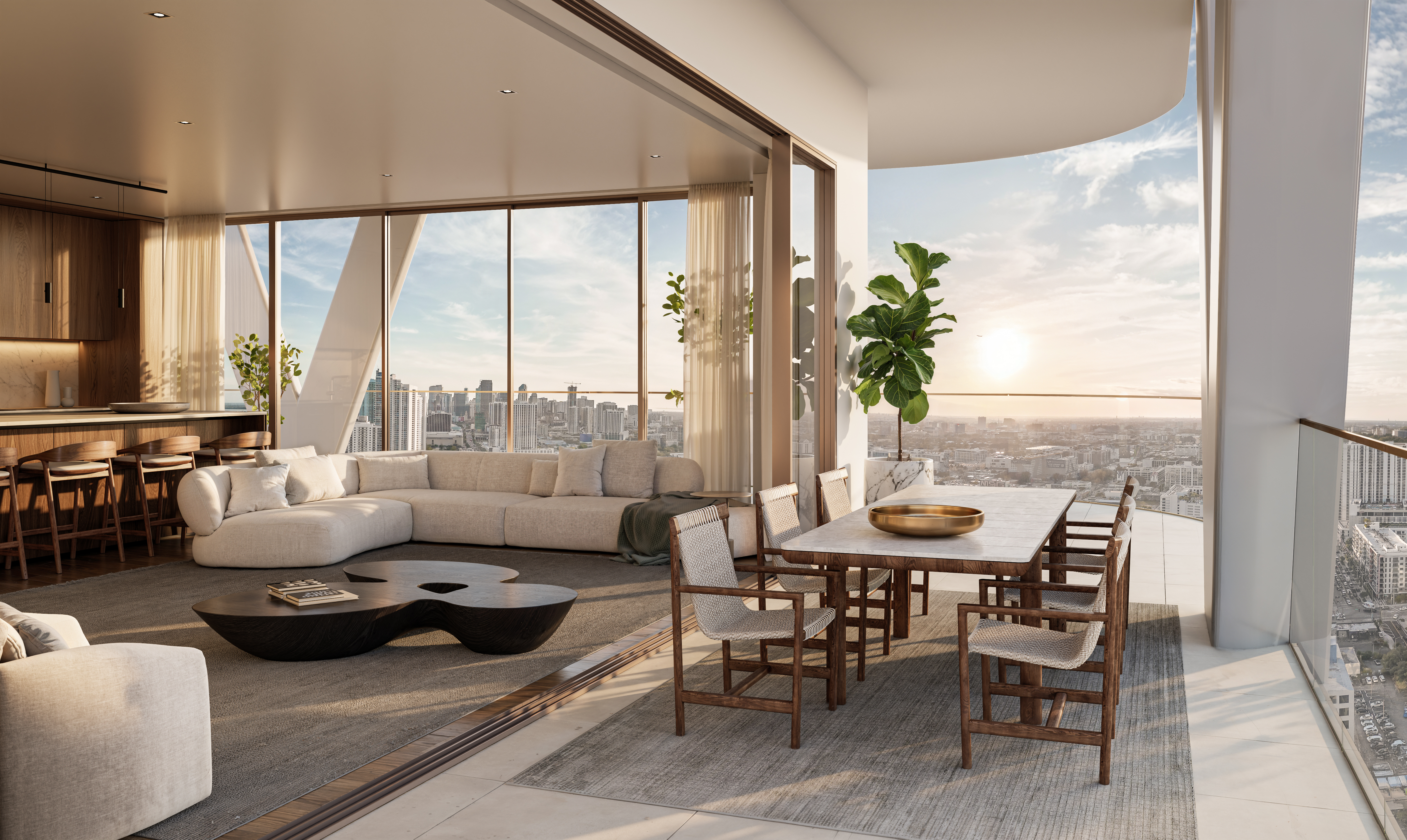 Private terrace with glass railings